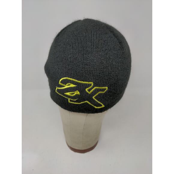 ZX Zeroxposur Beanie Hat Skull Cap Black Embroidered Yellow Logo - Picture 2 of 10